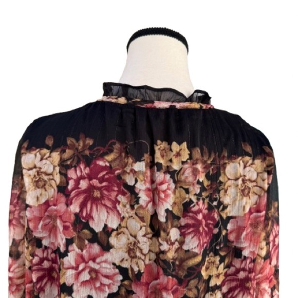 Autres Filles Black Floral Sheer Blouse | Size L | Romantic Boho Top NWT - Picture 7 of 8